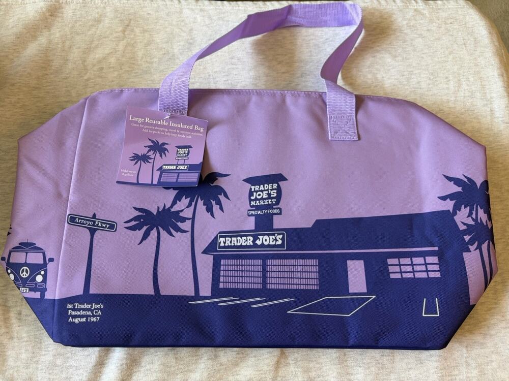 Trader Joe’s NEW SPRING 2026 RELEASE PURPLE RAIN Large Insulated Bag LIMITED